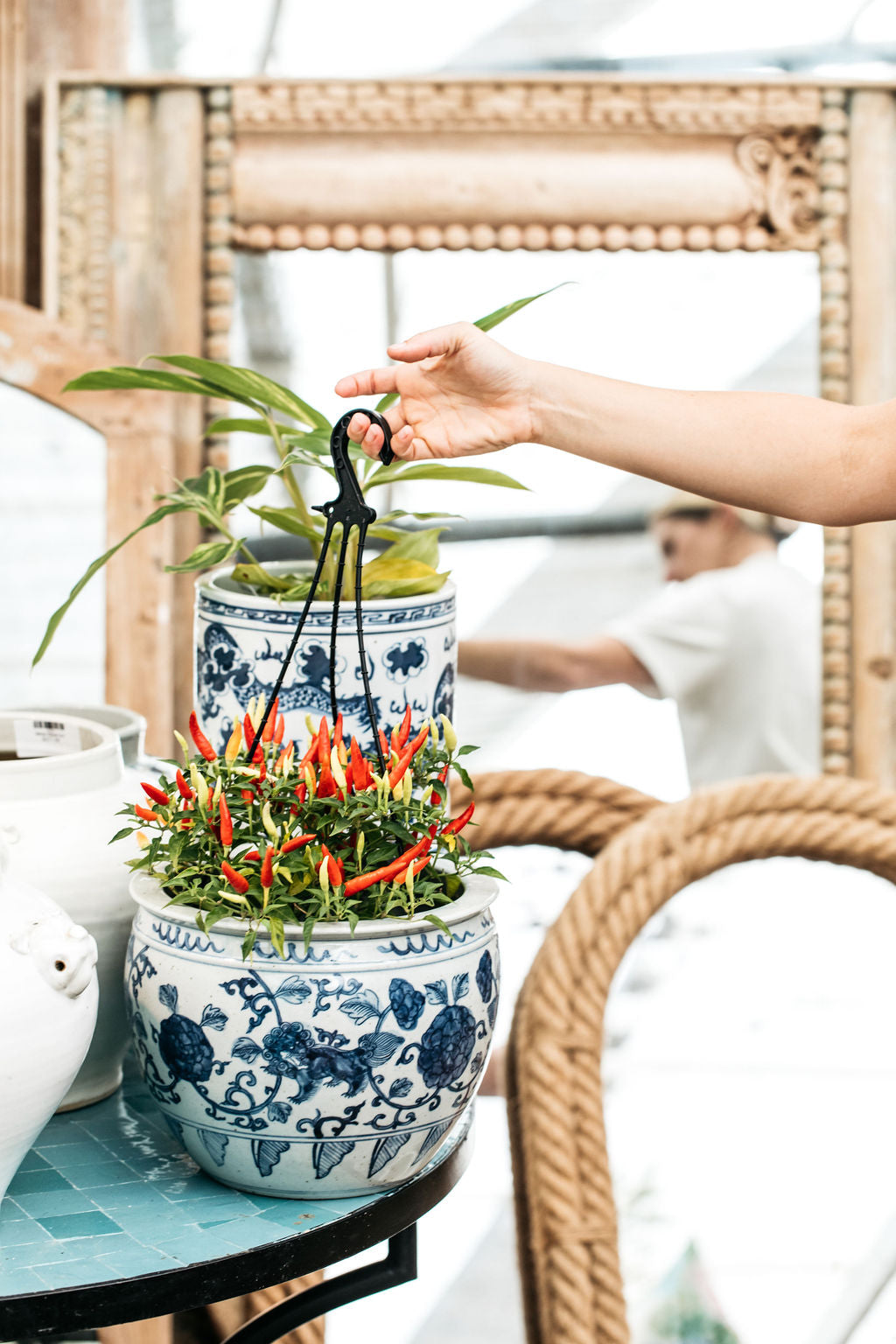 blue and white planter pots australia Blue and White Floral Pot – The Palms Sydney