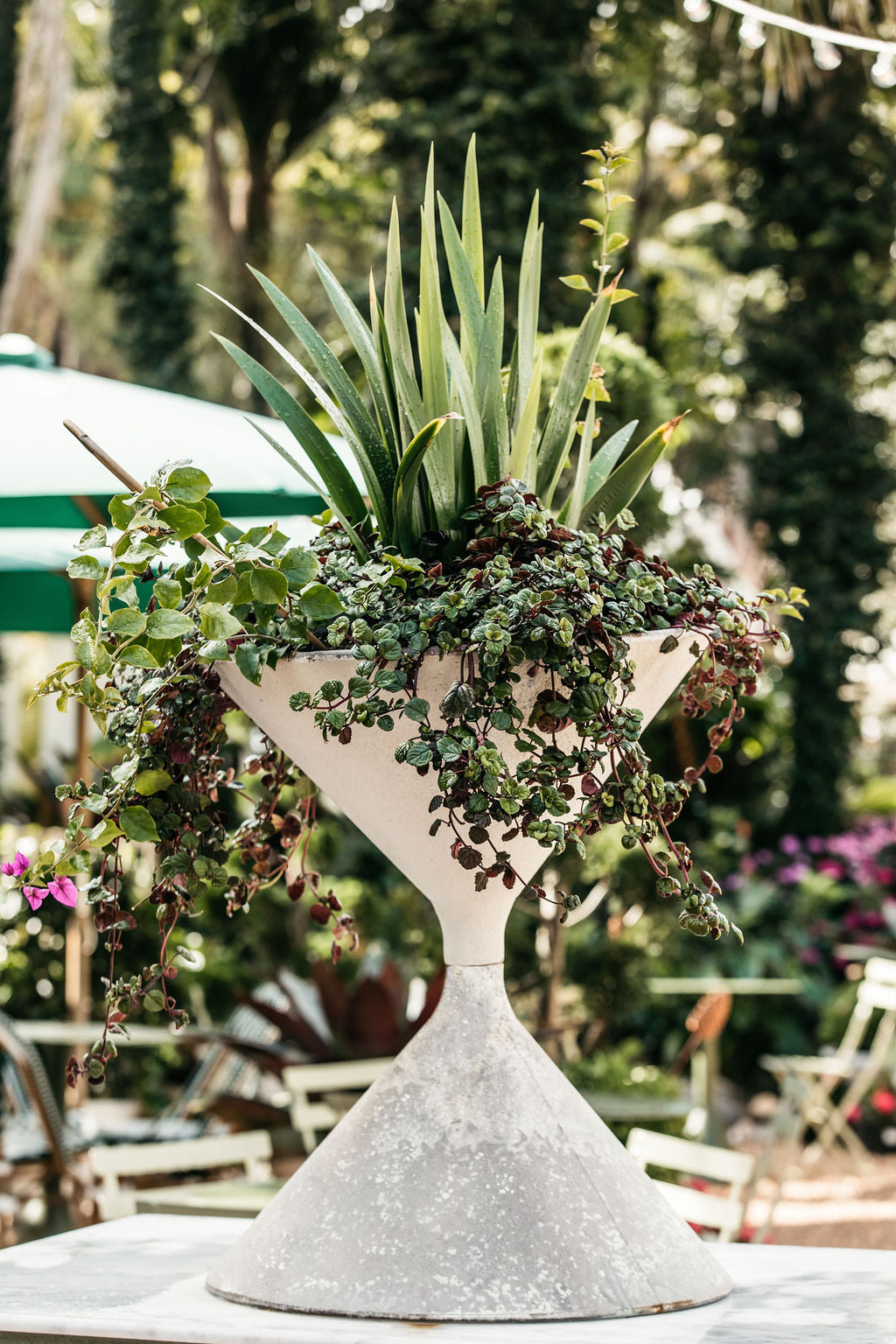 hourglass plant pot Aged Hourglass Planter