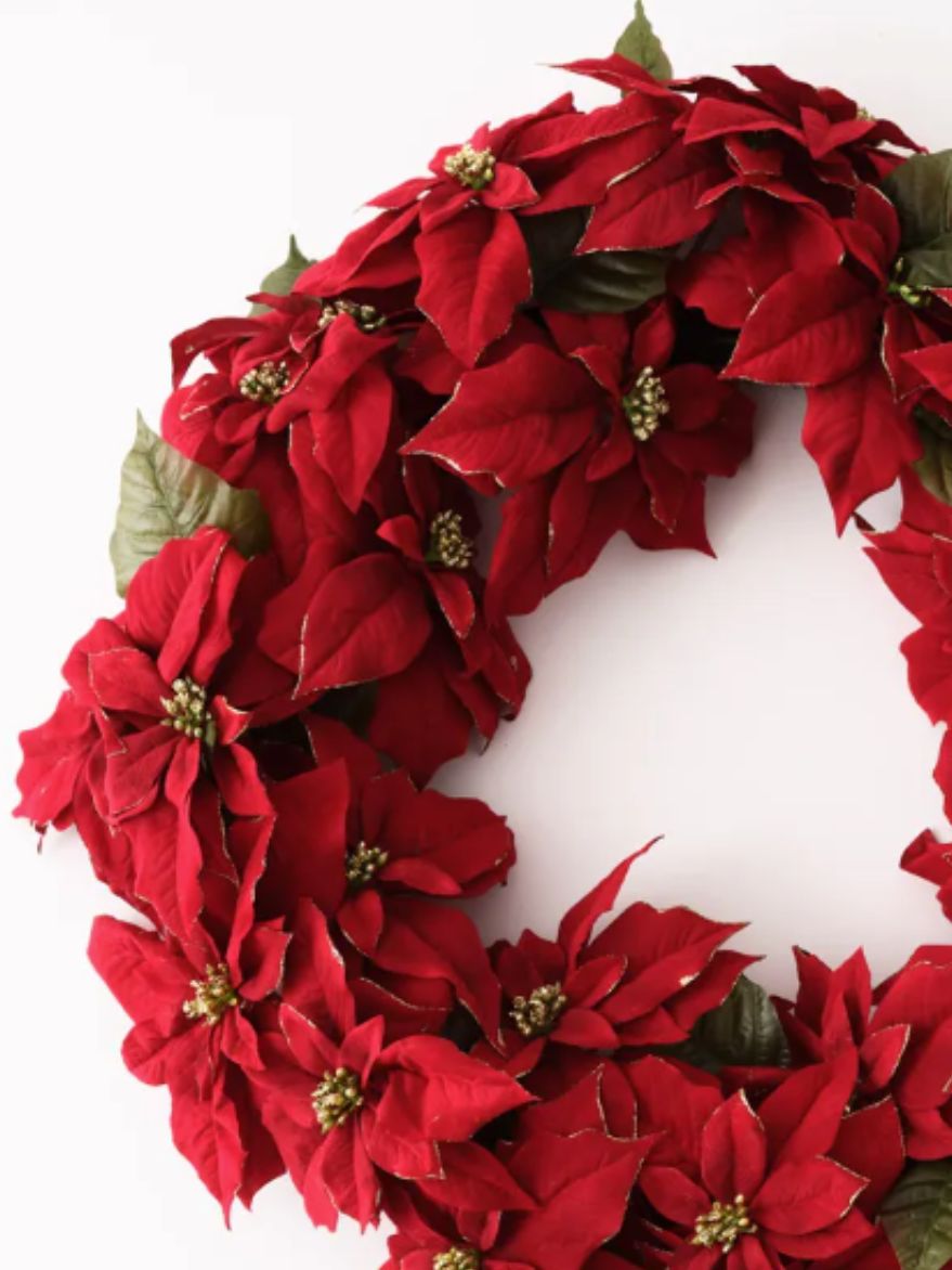 Poinsettia Glitter Wreath