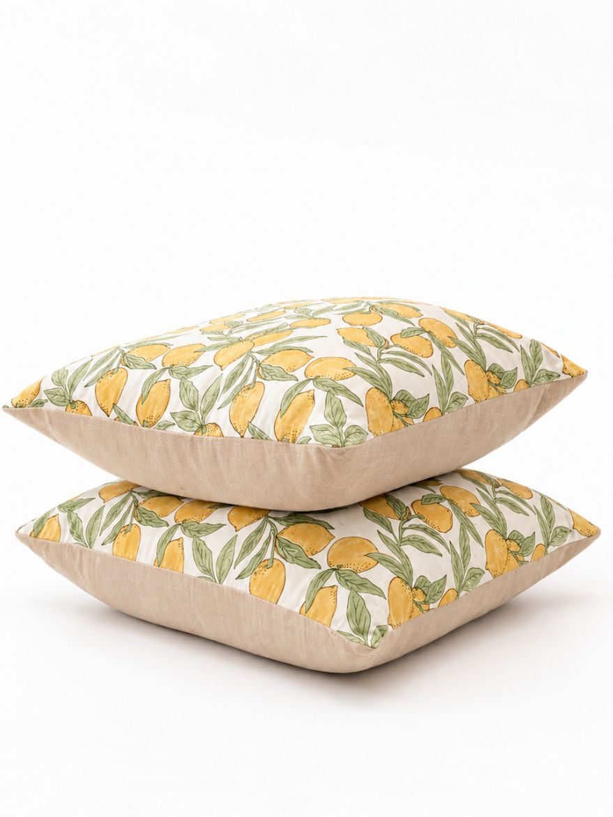 Lemon Block Print Cushion
