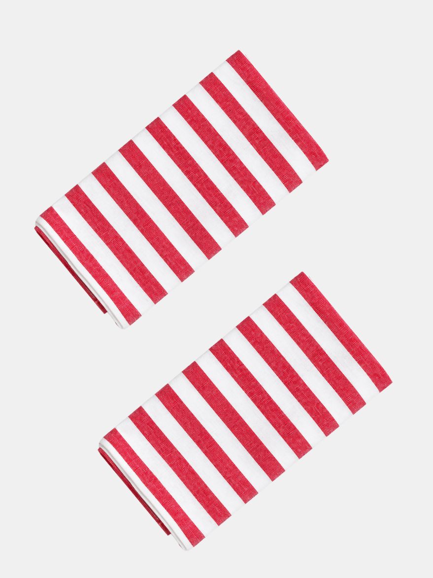 Tea Towel Red/ White Stripe