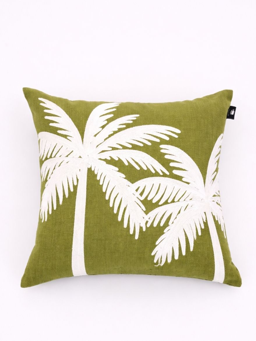 Luca Green Embroidered Cushion