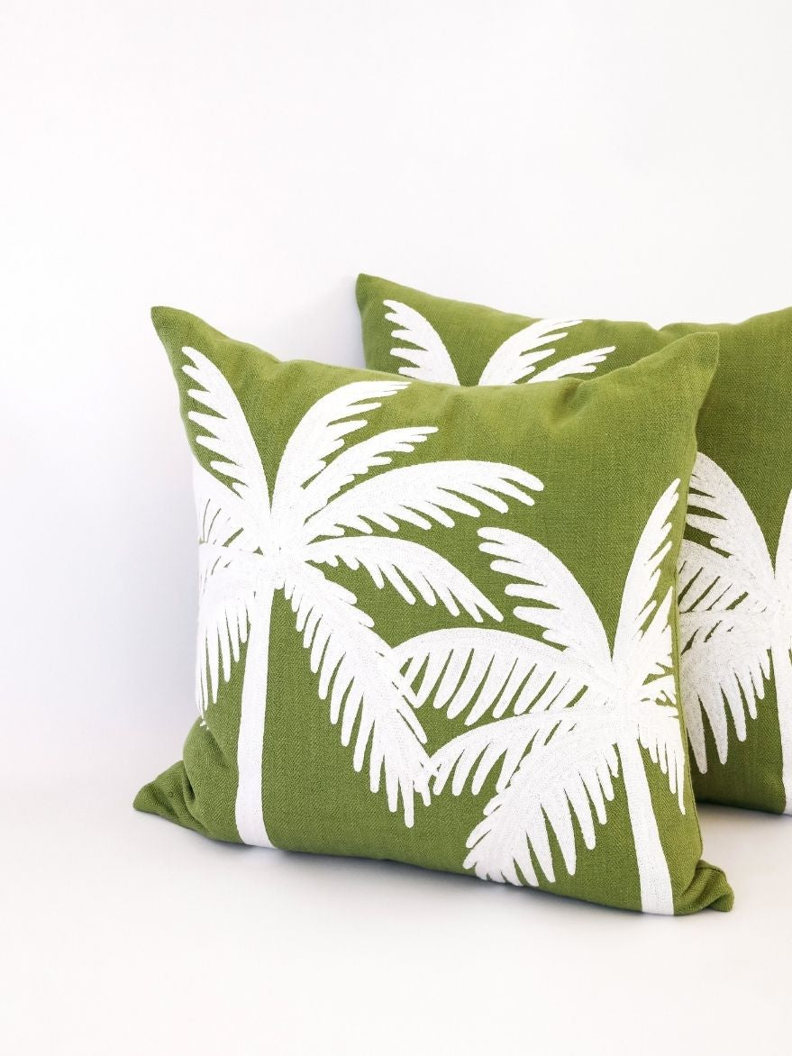 Luca Green Embroidered Cushion