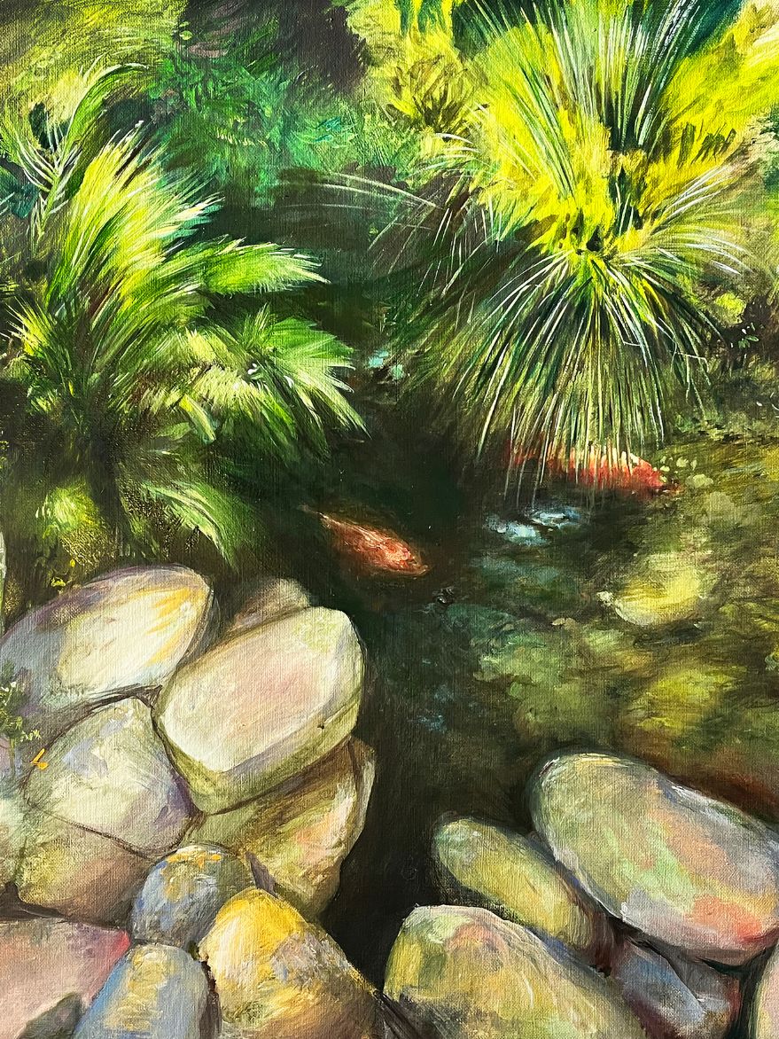 Pondering the Koi Pond at The Palms