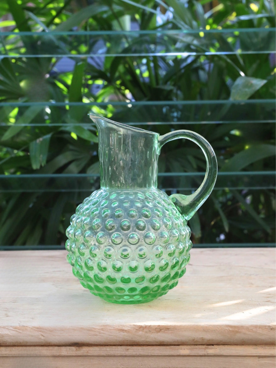 Glass Jug with Dots Green