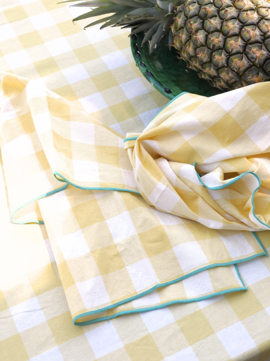 Palms Yellow Check Tablecloth