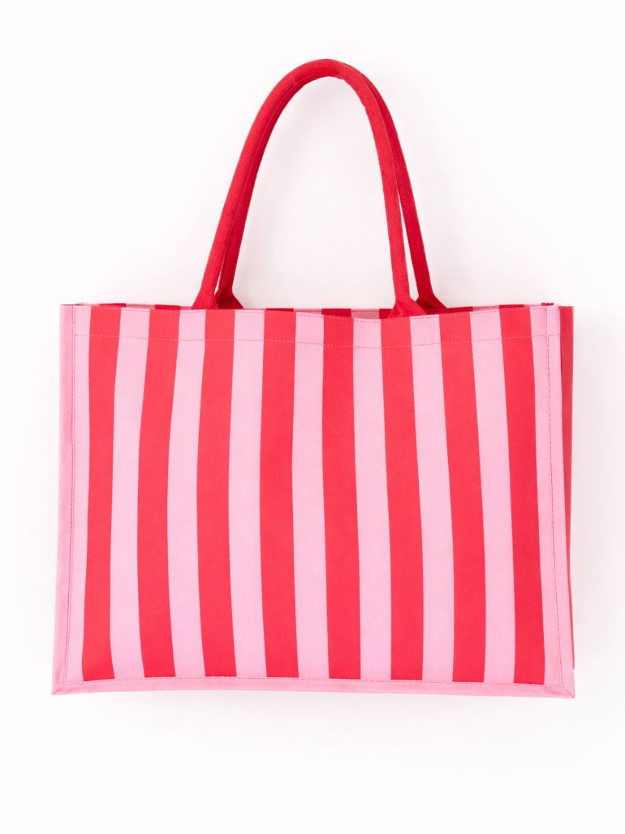 Pink Stripe Tote Bag
