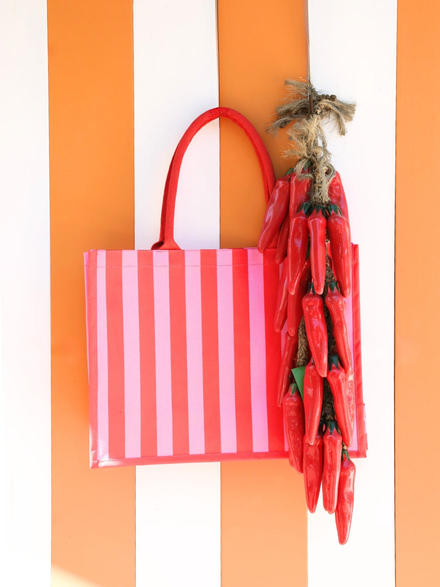Pink Stripe Tote Bag
