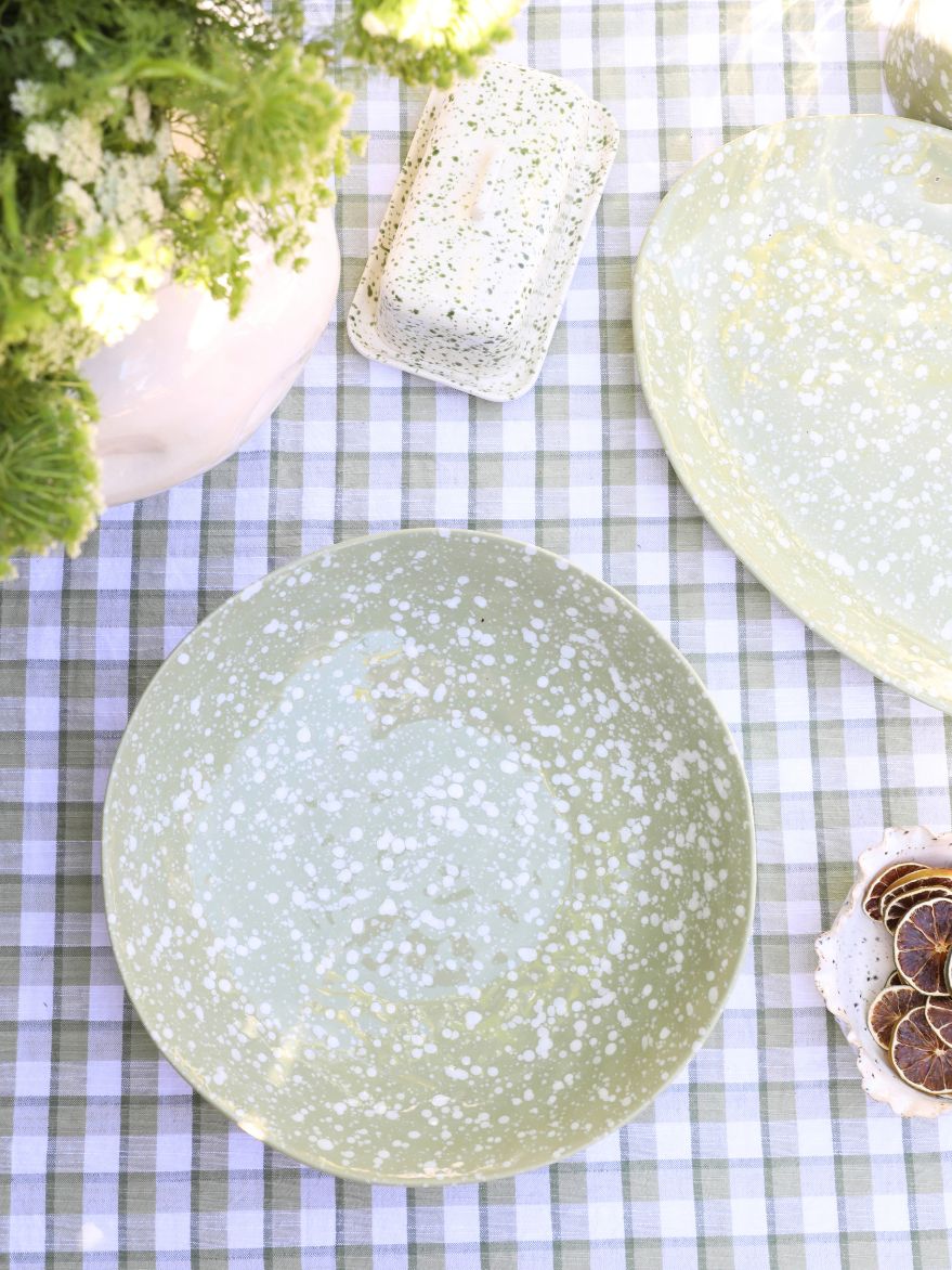 Speckle Green & White Serving Bowl