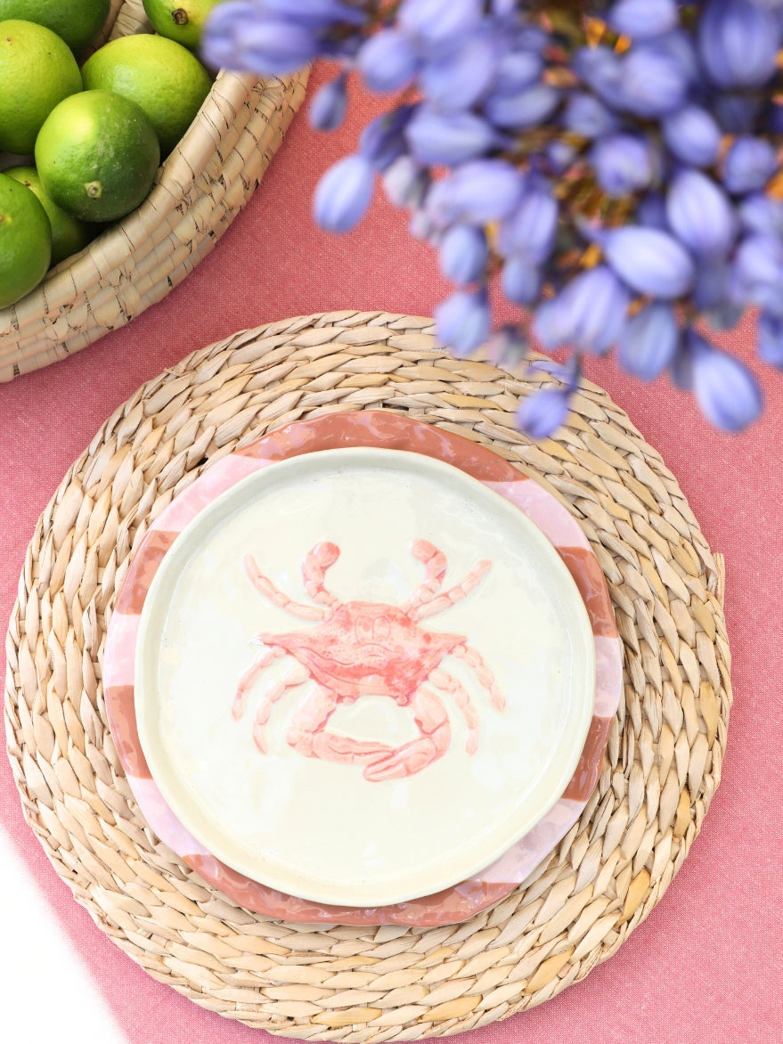 Crab Pink Glazed Plate