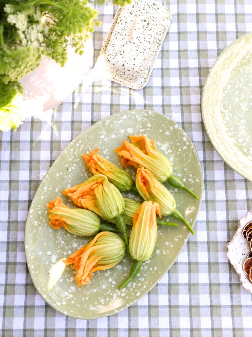 Speckle Green & White Oval Platter