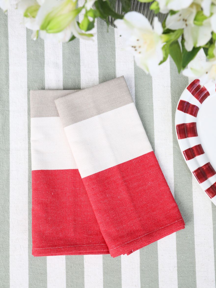 Trio Red/Beige Kitchen Towel