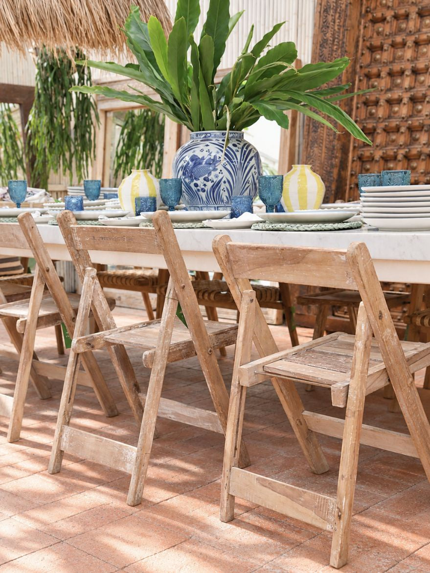 Bleached Wooden Folding Chair