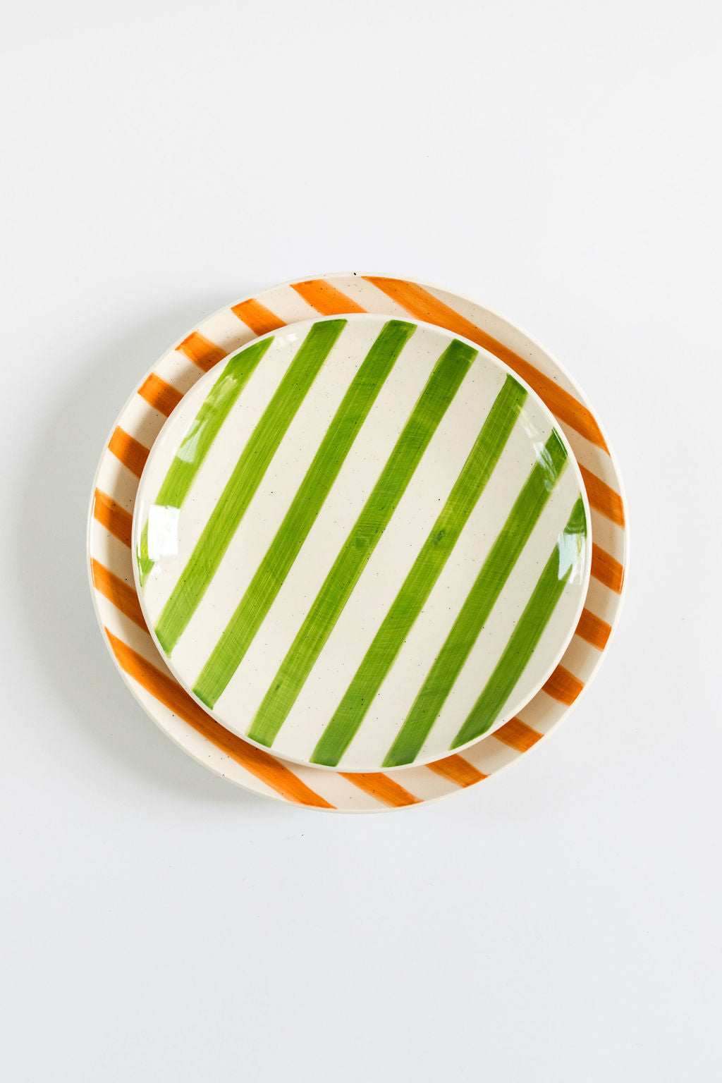 Handpainted Green Stripe Side Plate