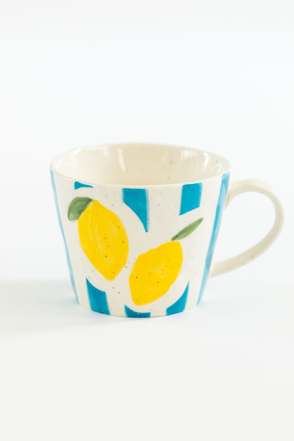 Handpainted Blue Stripe with Lemons Mug