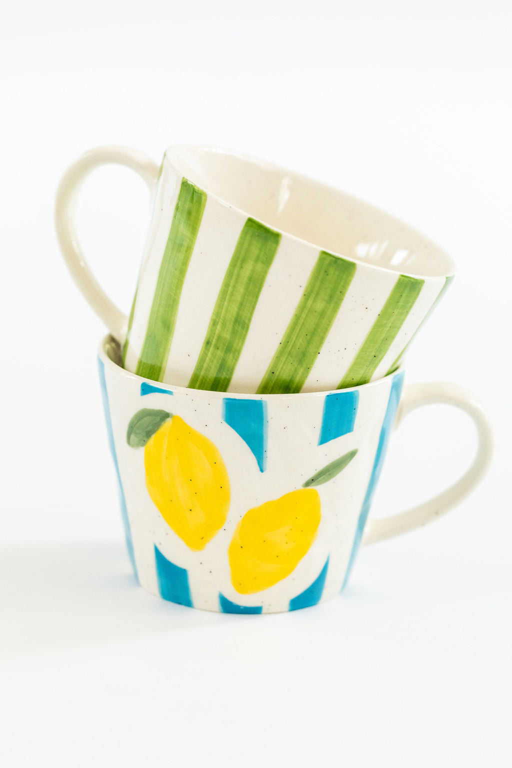 Handpainted Blue Stripe with Lemons Mug