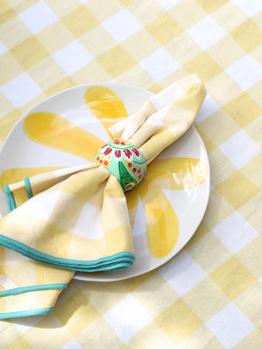 Palms Yellow Check Napkin