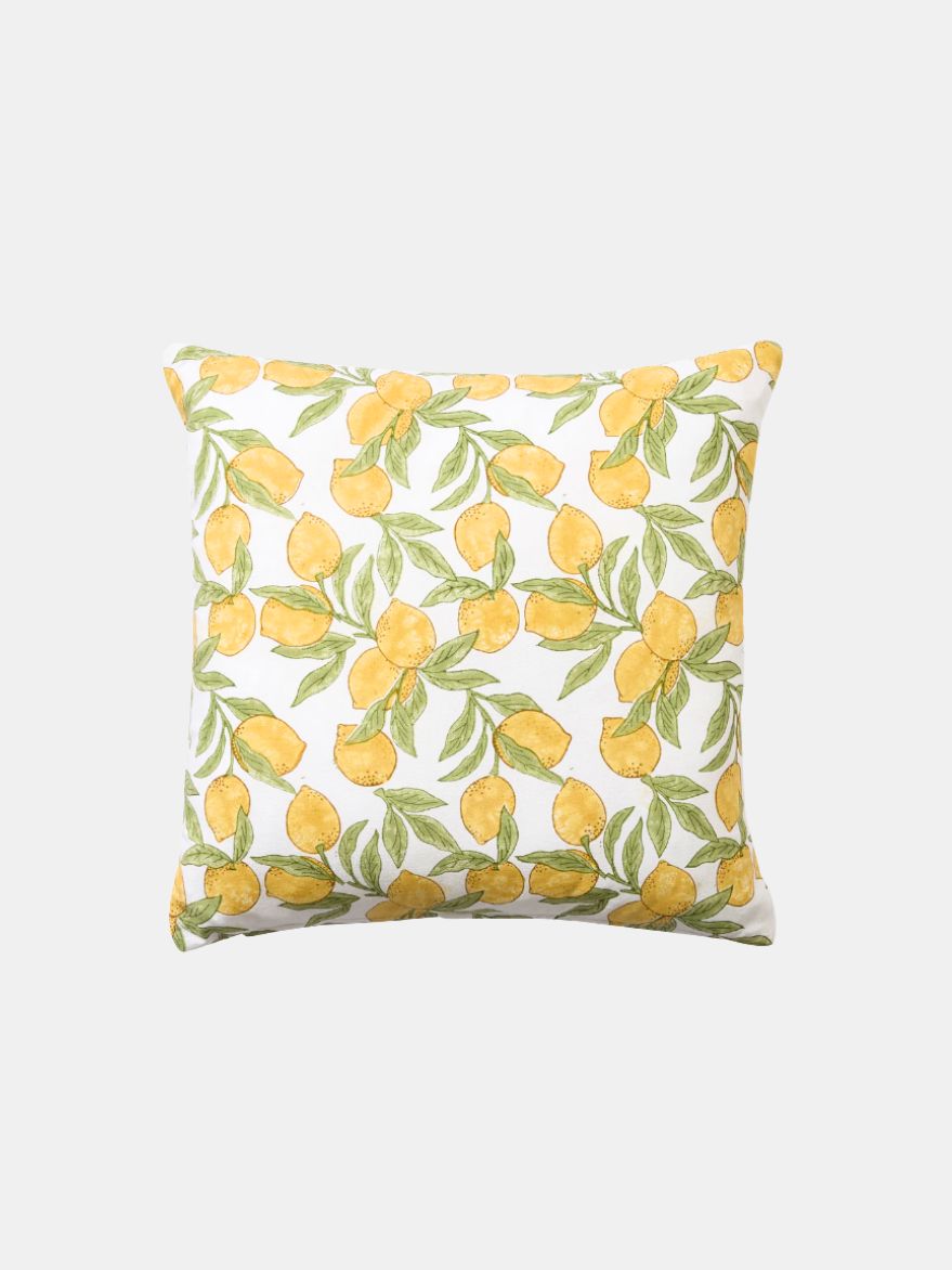 Lemon Block Print Cushion