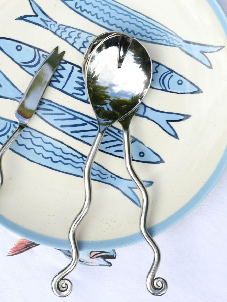 Hydra Silver Salad Server Set