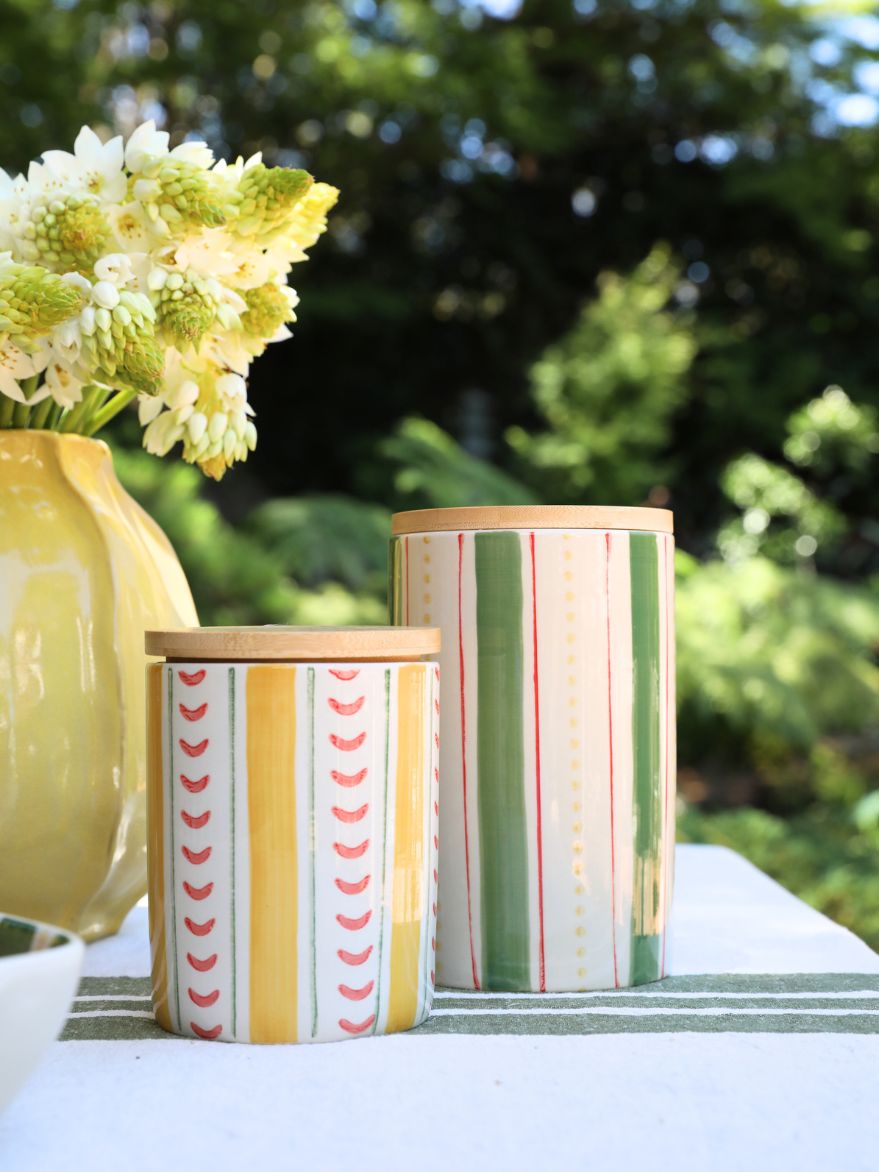 Citrus Stripe Canister Large