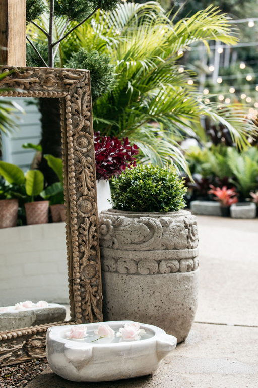 Tall Carved Stone Flower Pots