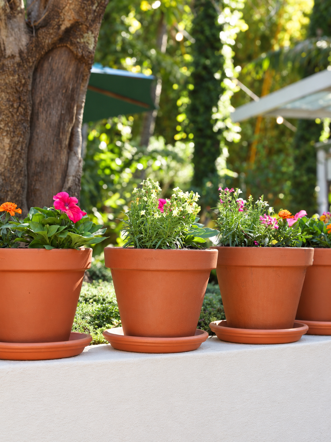 Potted Colour in Terracotta Pot with Saucer