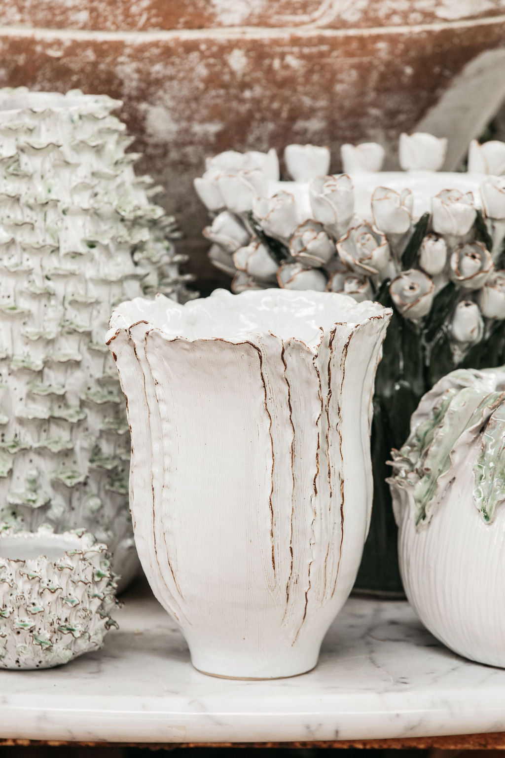 White Pleated Vase