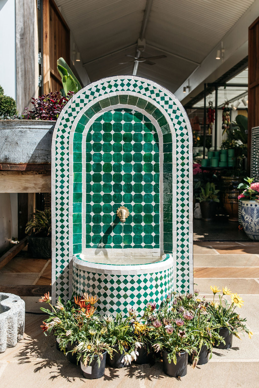 Moroccan Green Fountain with Checks