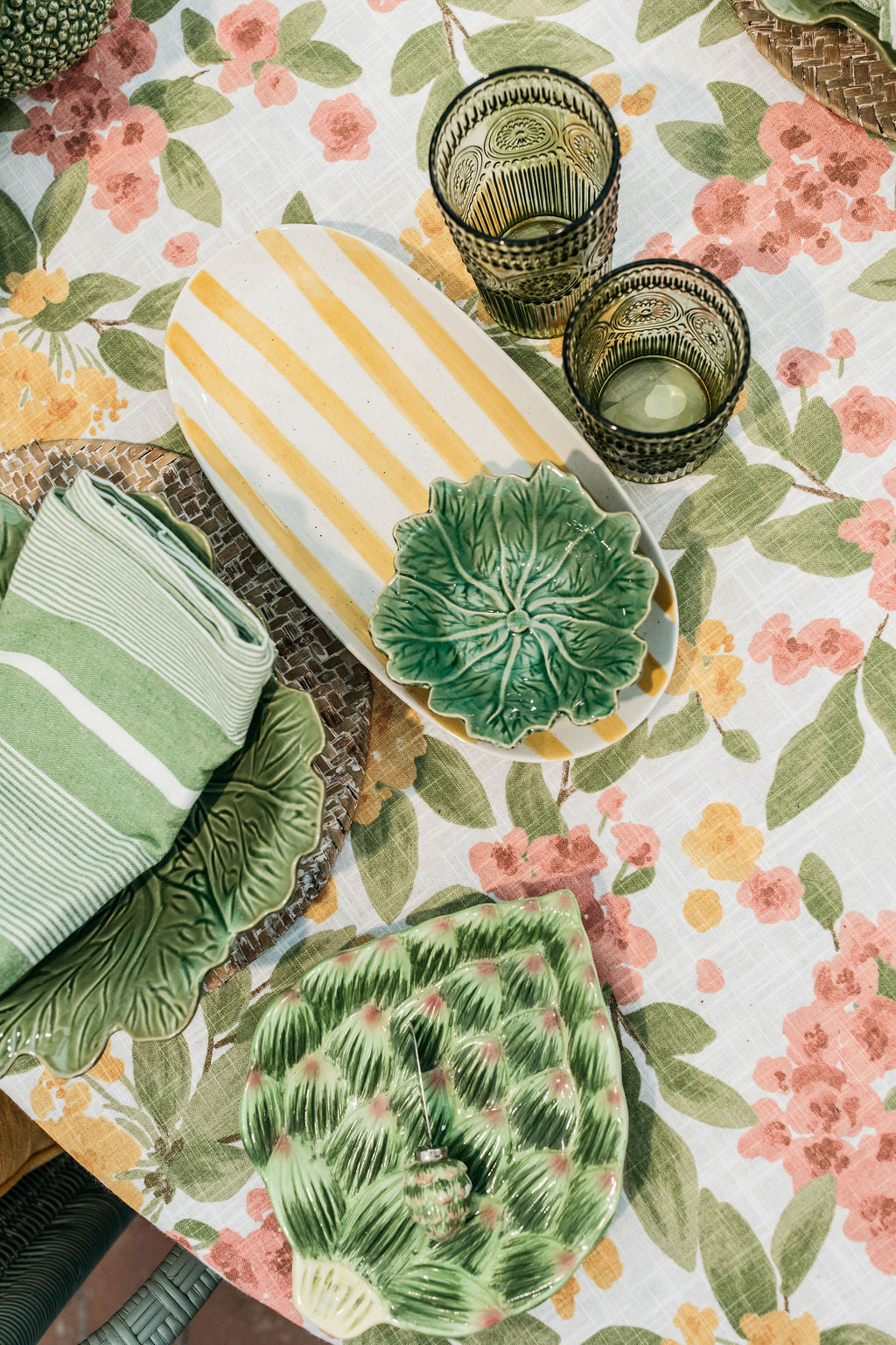 Hand-painted Yellow Stripe Platter