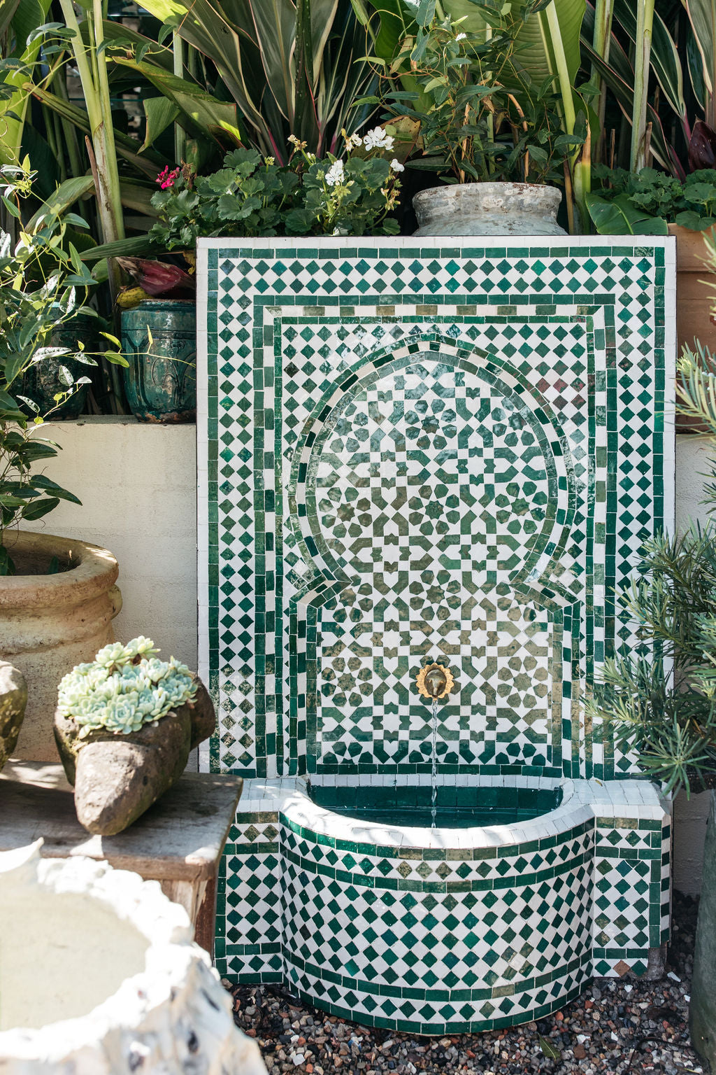 Moroccan Green Mosaic Fountain