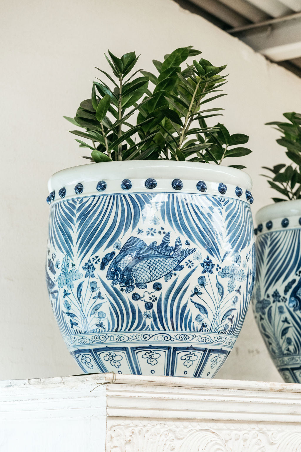 Blue And White Fish Planter XL With Dots The Palms Sydney Blue And White Fish Planter XL With Dots The Palms Sydney