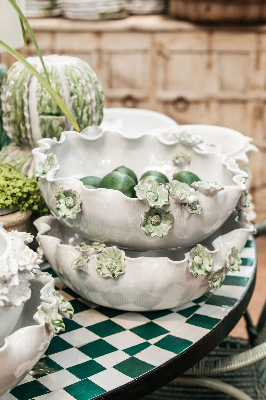 Green Flower Ceramic Bowl