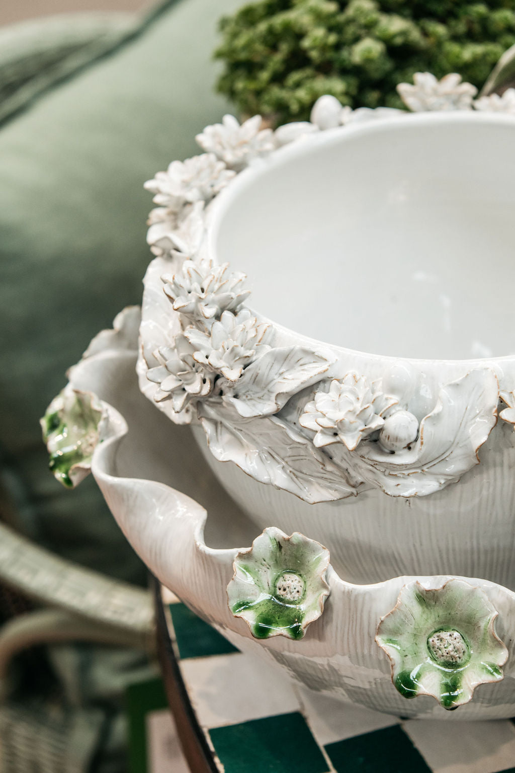 Green Flower Ceramic Bowl