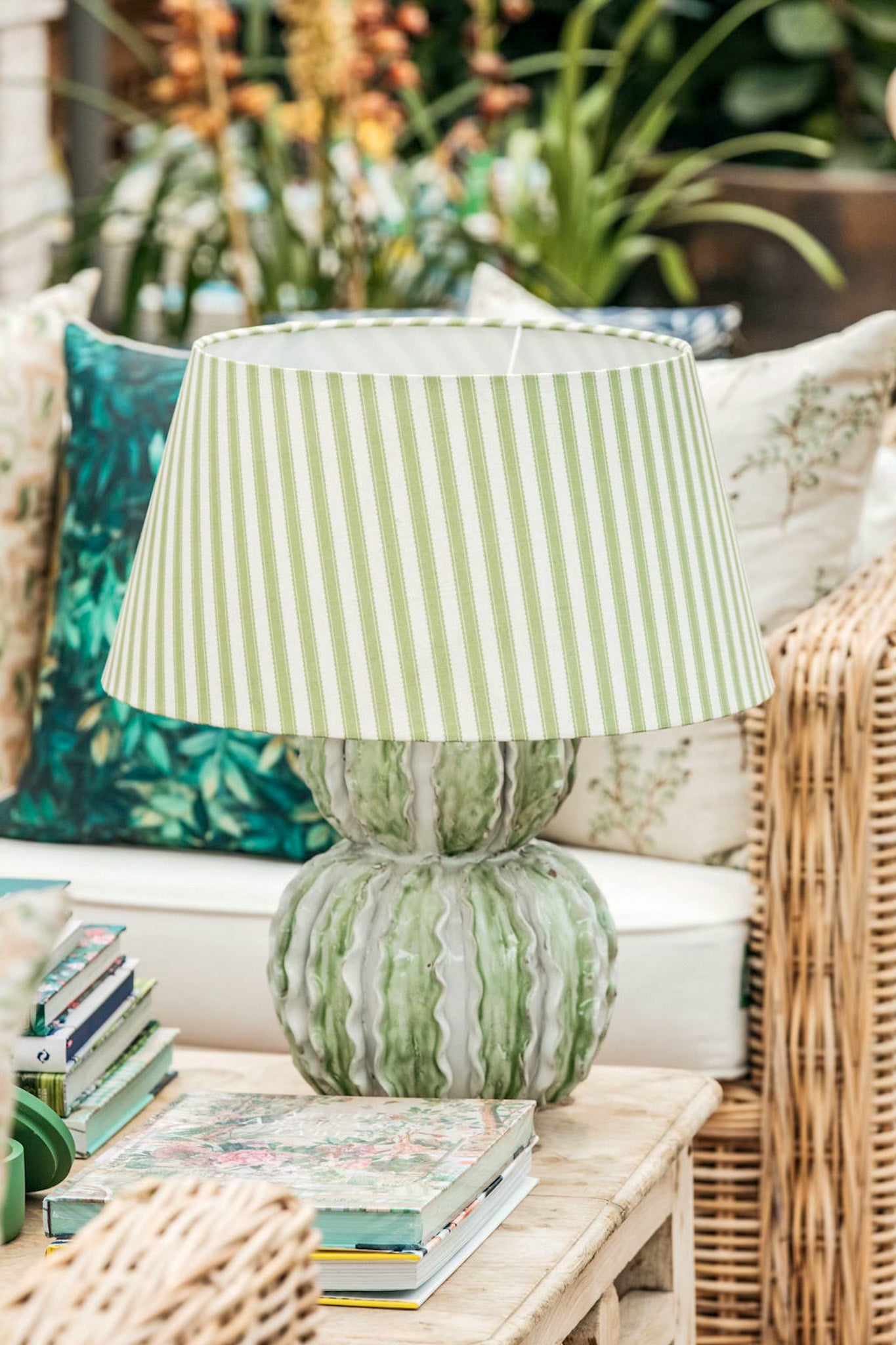 Green Stripe Custom Artisan Lampshade