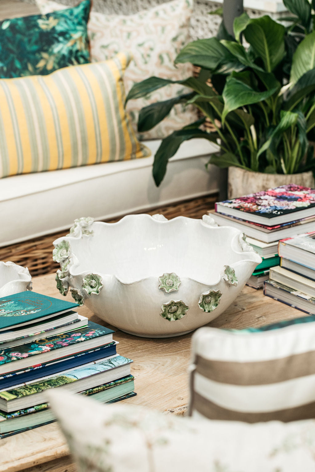 Green Flower Ceramic Bowl