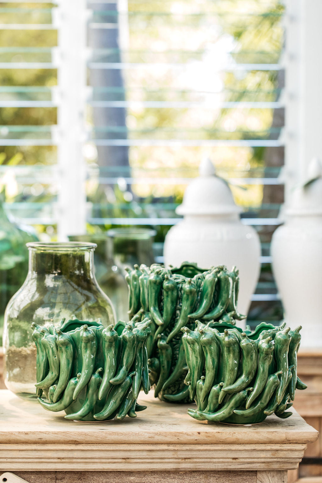 Green Porcelain Chilli Vase