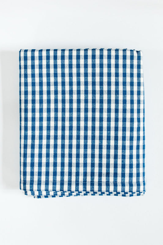 Gingham Check Blue Table Cloth
