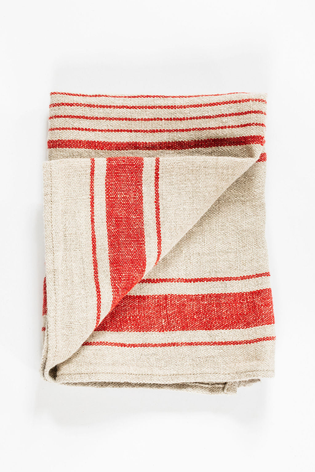 Linen Tea Towel Aubagne Natural & Red