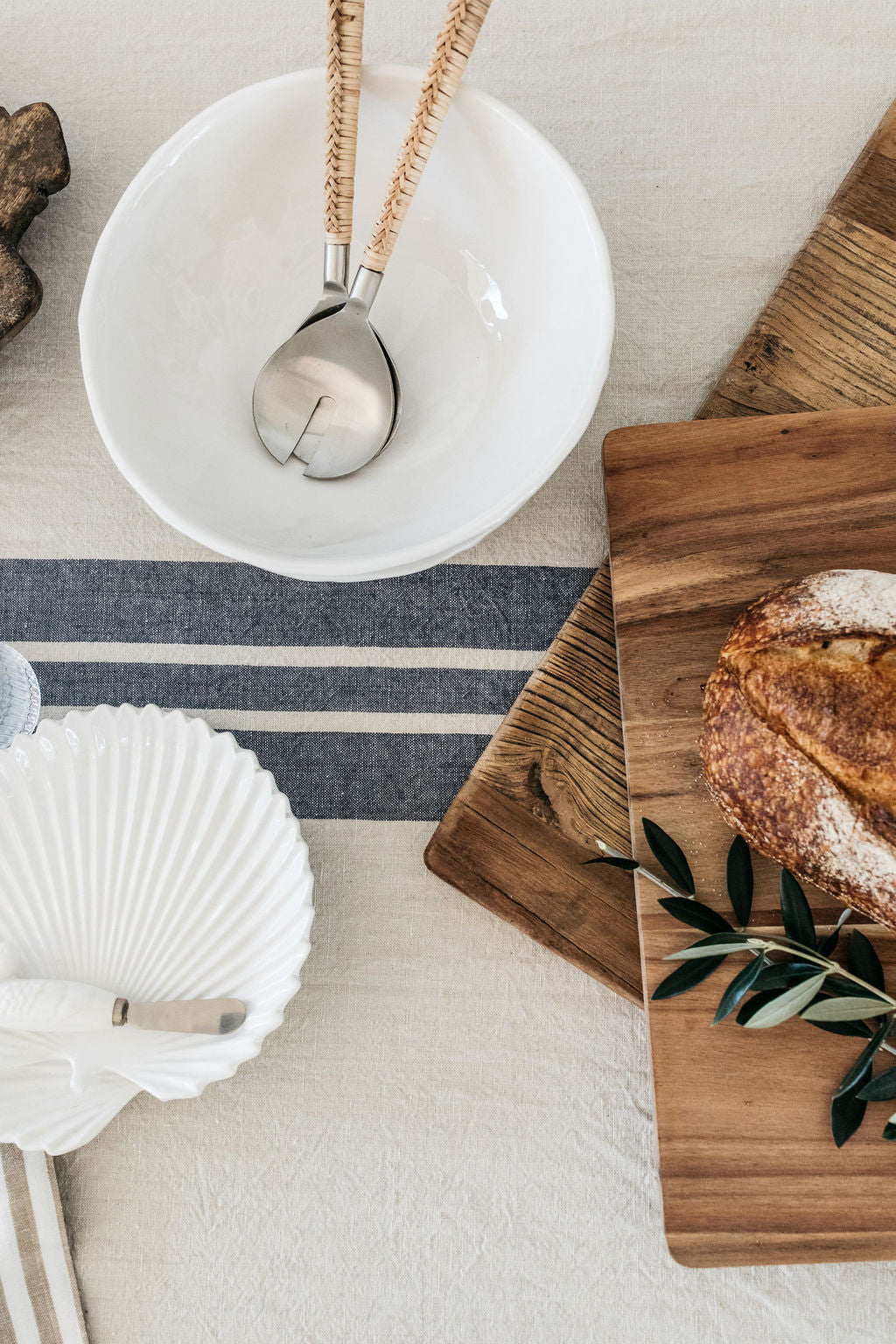 Wide Stripe Linen Tablecloth