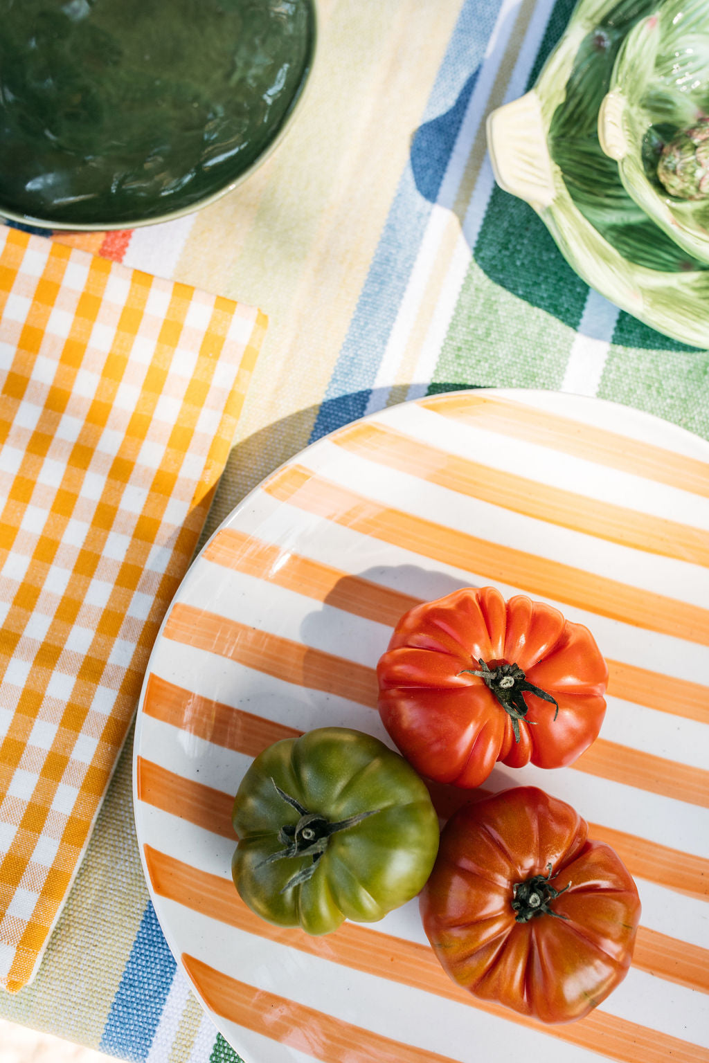 Hand-painted Orange Stripe Dinner Plate