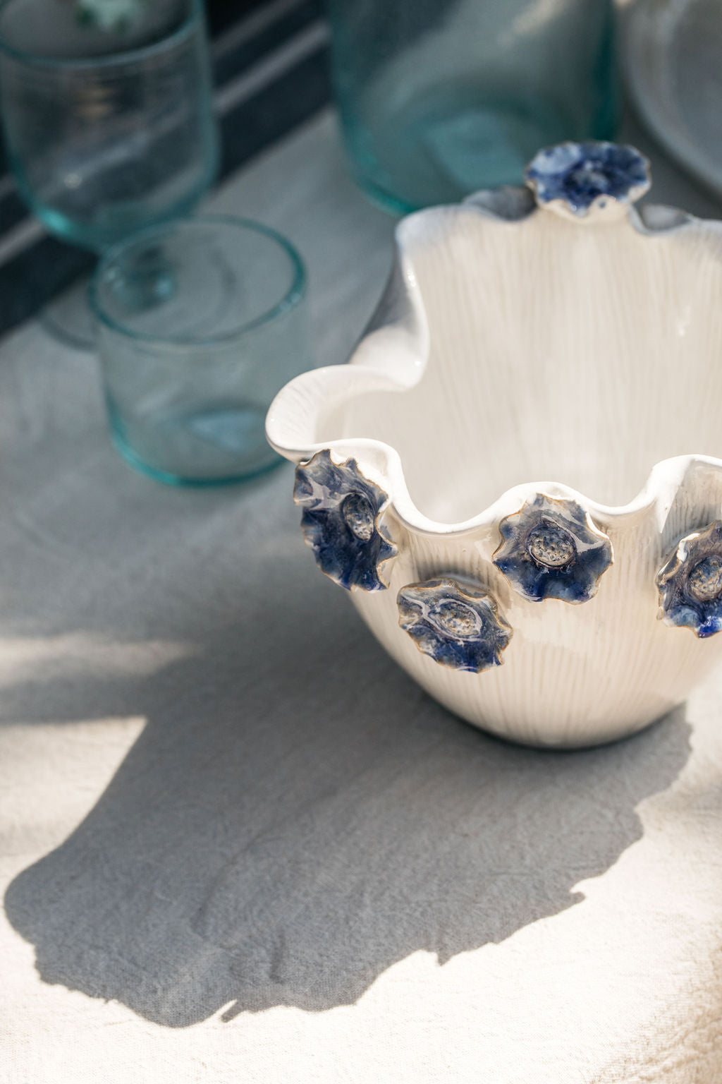 Blue Flower Ceramic Bowl